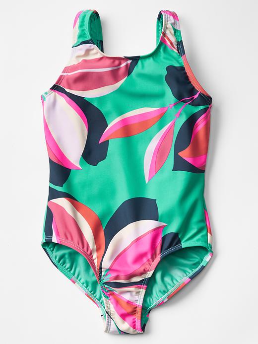 Image number 1 showing, Floral scoopback swim one-piece