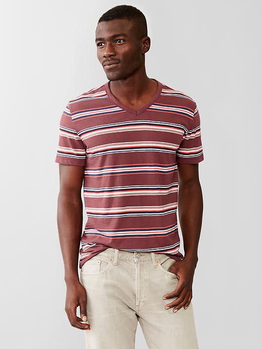 Image number 3 showing, Lived-in stripe V-neck t-shirt