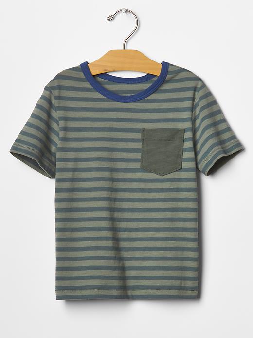View large product image 1 of 1. Stripe ringer tee