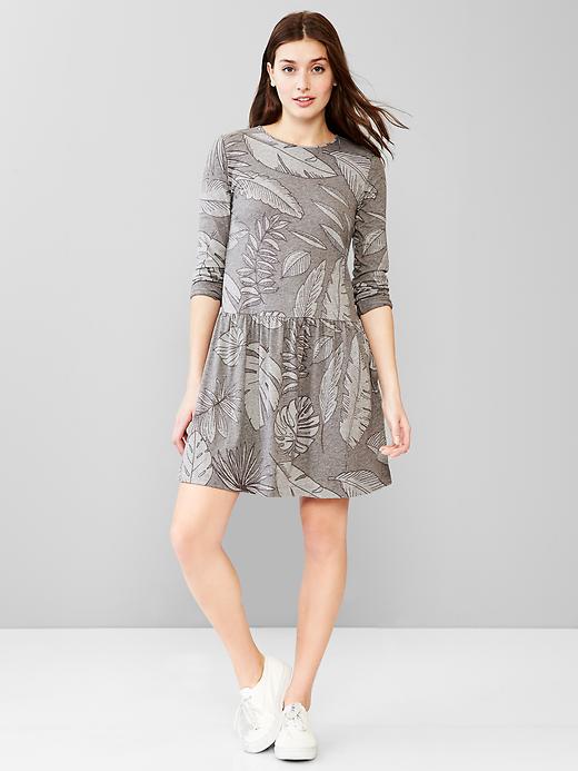 Image number 1 showing, Printed long-sleeve flared dress