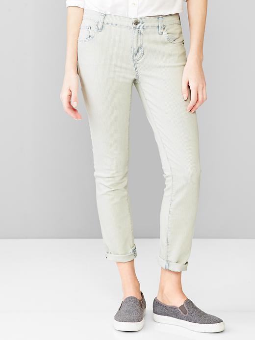 Image number 1 showing, 1969 railroad stripe girlfriend jeans