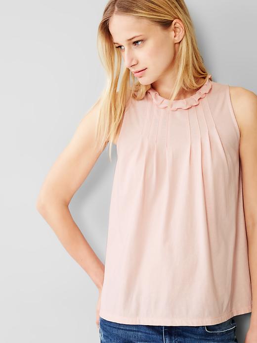 Image number 3 showing, Ruffle-neck pleated tank