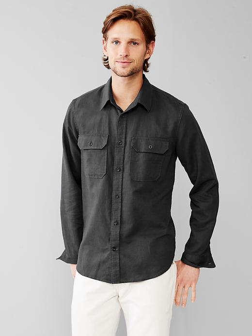 View large product image 1 of 1. Linen-cotton two-pocket shirt