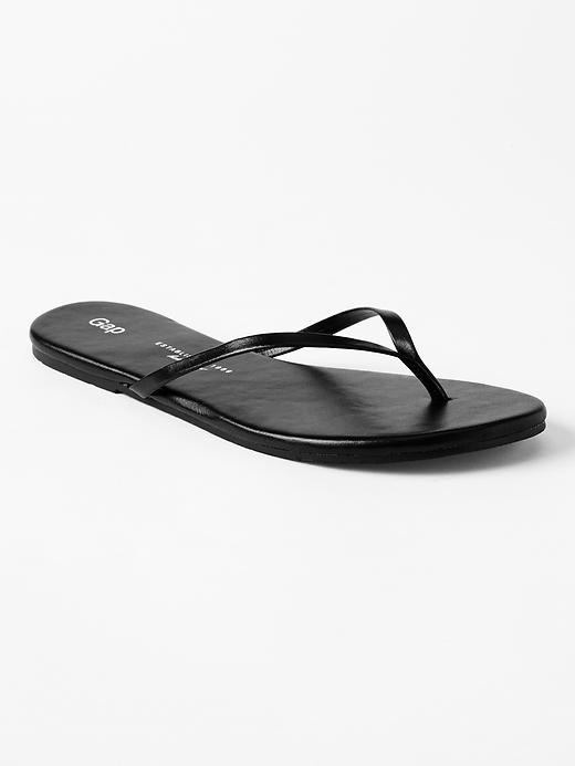 View large product image 1 of 1. Leather flip flops