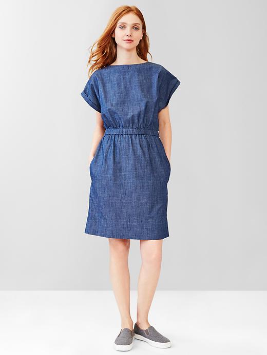 Image number 1 showing, Chambray boatneck dress