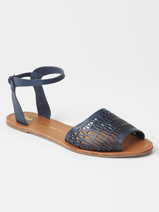Image number 3 showing, Perforated leather sandals