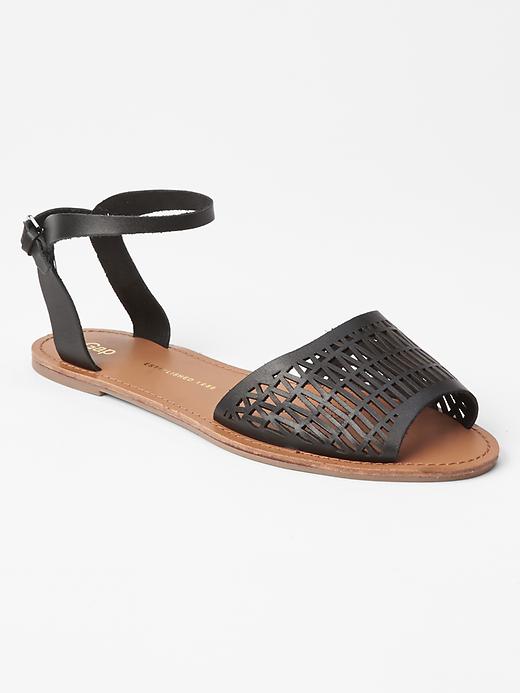 Image number 1 showing, Perforated leather sandals