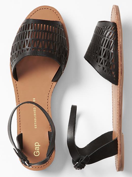 Image number 2 showing, Perforated leather sandals