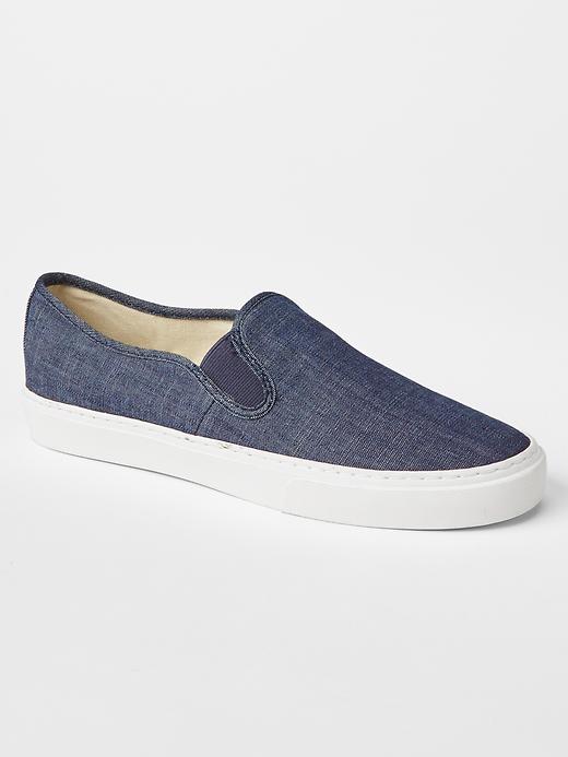 Image number 1 showing, Chambray slip-on sneakers