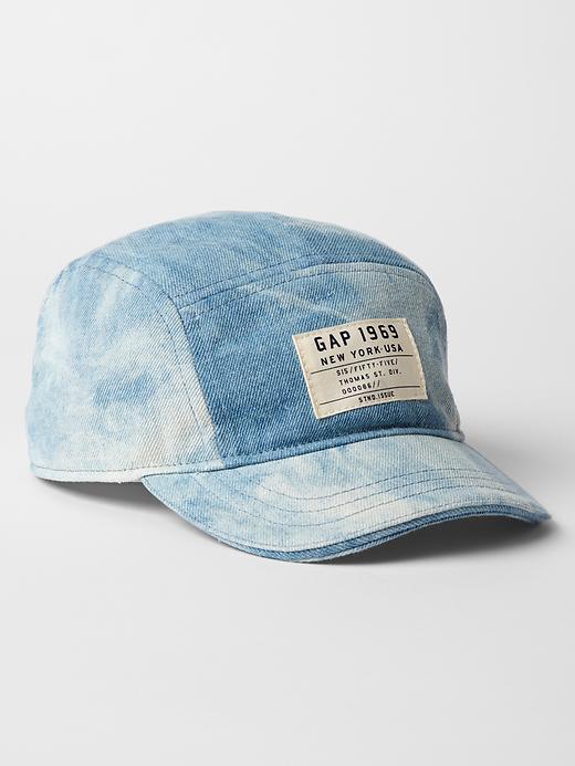 View large product image 1 of 1. Washed denim five-panel hat
