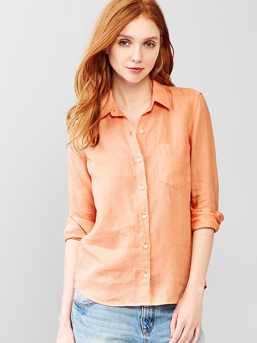 Image number 1 showing, Fitted boyfriend linen shirt