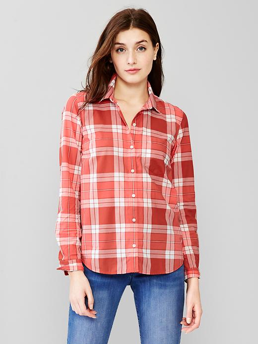 Image number 1 showing, Fitted boyfriend plaid shirt