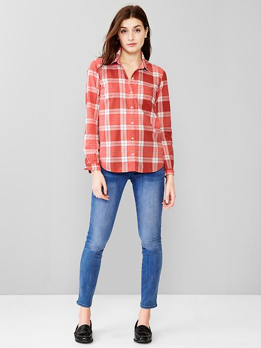 Image number 3 showing, Fitted boyfriend plaid shirt