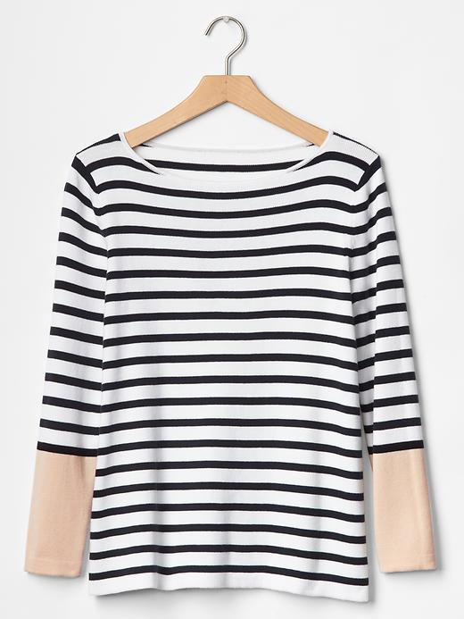 Image number 5 showing, Stripe boatneck A-line sweater