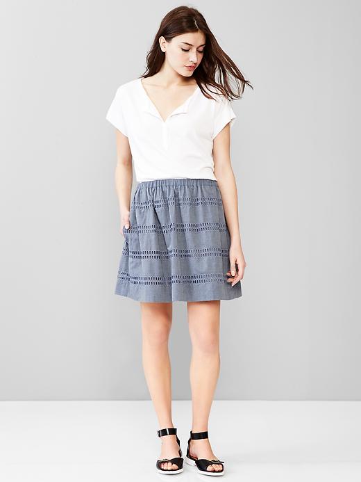 Image number 5 showing, Indigo eyelet-stripe skirt
