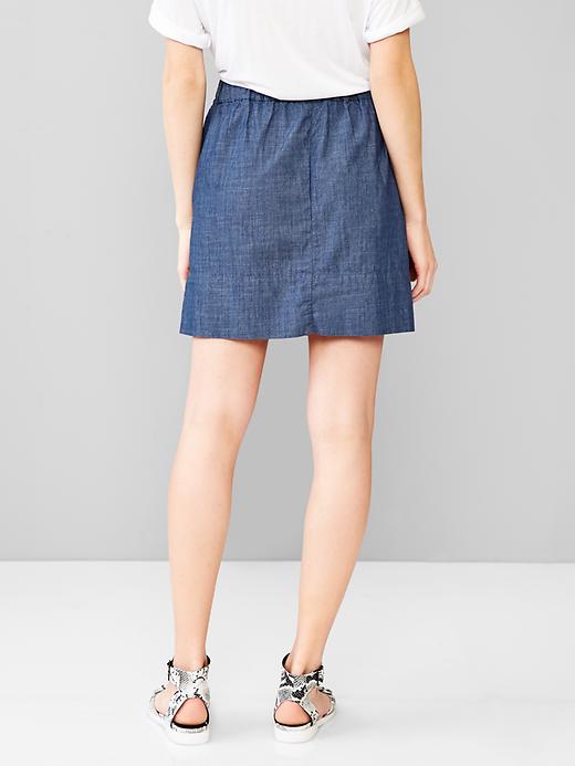 Image number 2 showing, Chambray tie-waist skirt