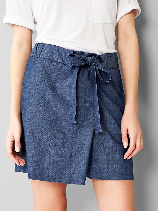 Image number 3 showing, Chambray tie-waist skirt