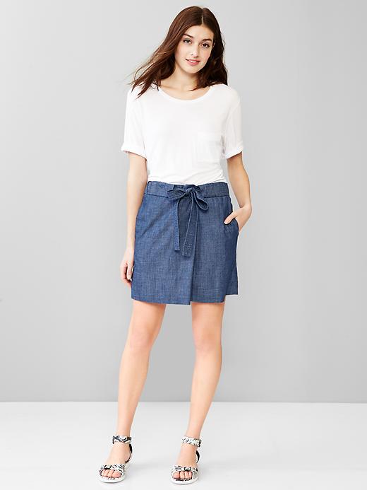 Image number 5 showing, Chambray tie-waist skirt