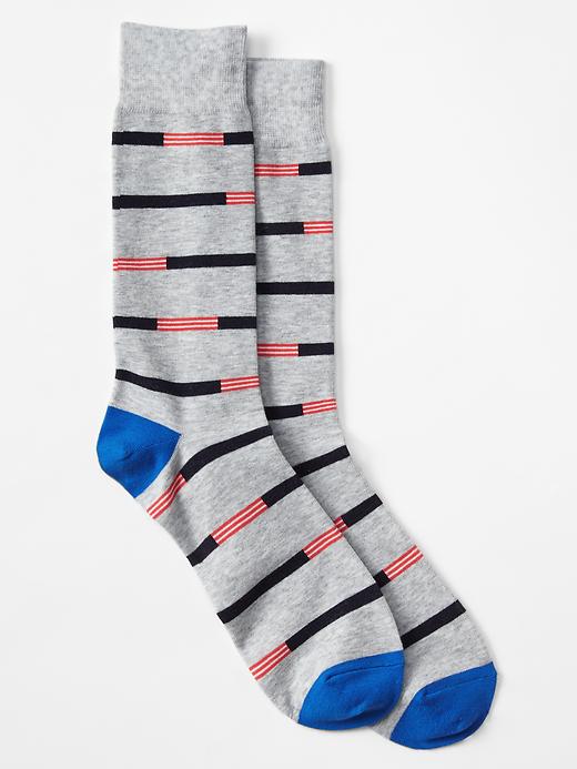 View large product image 1 of 1. Flag stripe socks