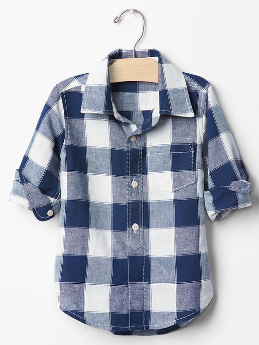 View large product image 1 of 2. Checkered linen-cotton shirt