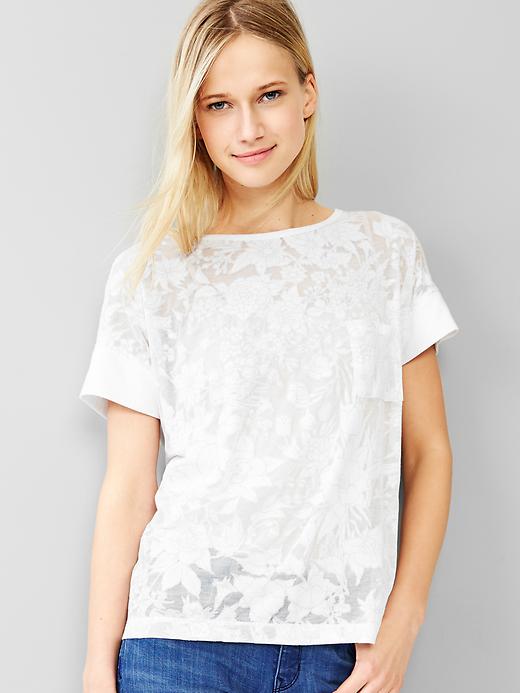 View large product image 1 of 1. Burnout floral tee