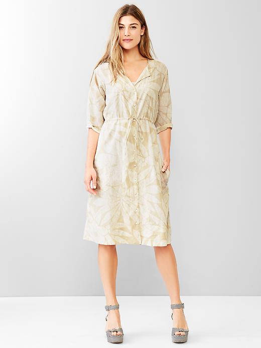 View large product image 1 of 1. Printed tie-waist shirtdress
