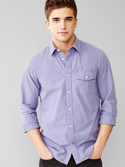 Image number 4 showing, Garment-dyed poplin shirt