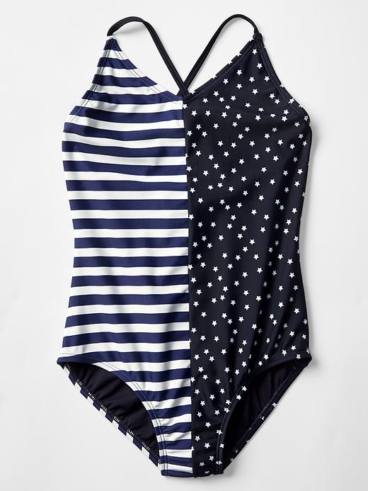 Image number 1 showing, Stars & stripes colorblock swim one-piece