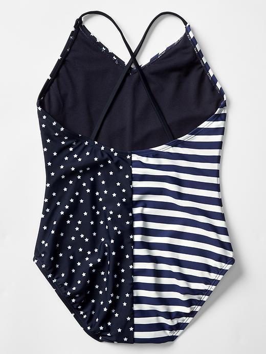Image number 2 showing, Stars & stripes colorblock swim one-piece