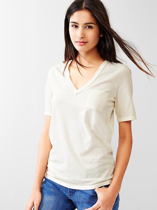 View large product image 1 of 1. V-neck pocket tee