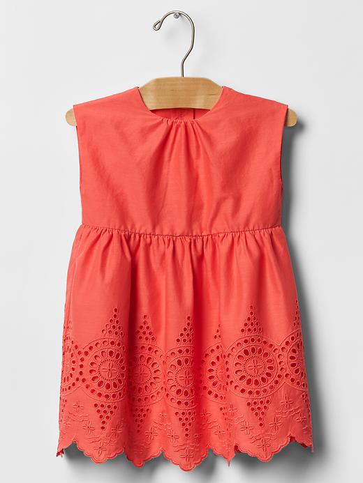 View large product image 1 of 1. Solid eyelet dress