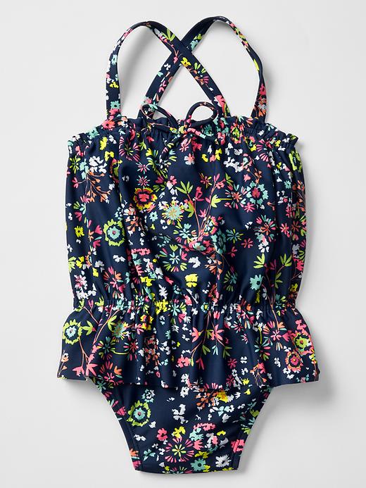 Image number 1 showing, Floral skirt swim one-piece