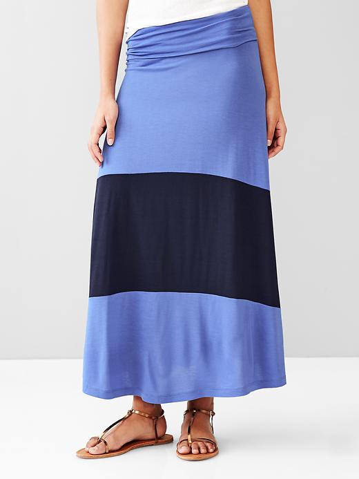 View large product image 1 of 1. Single-stripe foldover maxi skirt