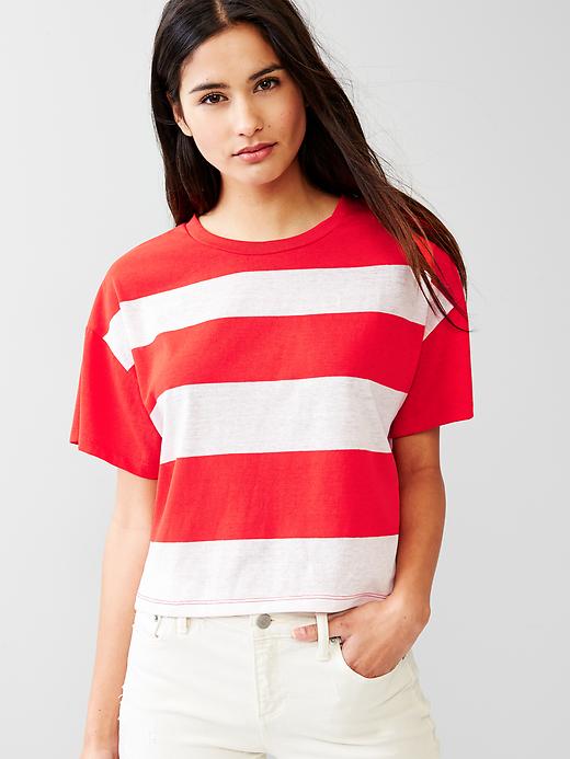 View large product image 1 of 1. Stripe crop tee