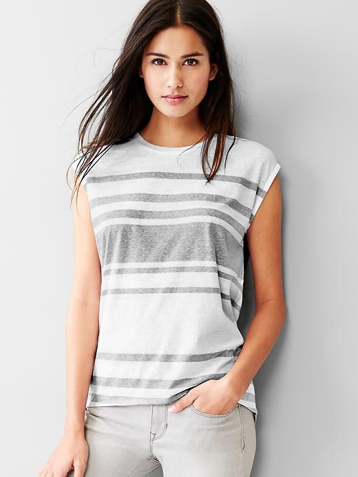 View large product image 1 of 1. Stripe muscle tank