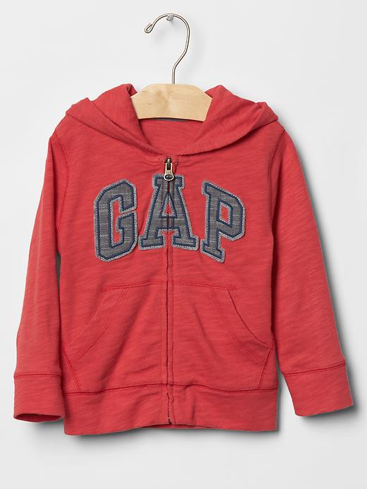 View large product image 1 of 1. Printed logo zip hoodie