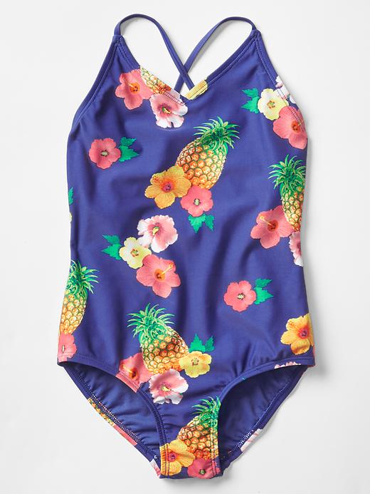Image number 1 showing, Pineapple cross-back swim one-piece