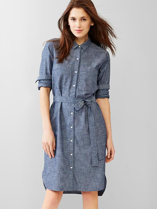 Image number 1 showing, Chambray belted shirtdress