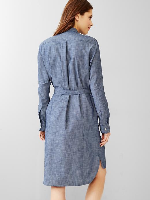 Image number 2 showing, Chambray belted shirtdress