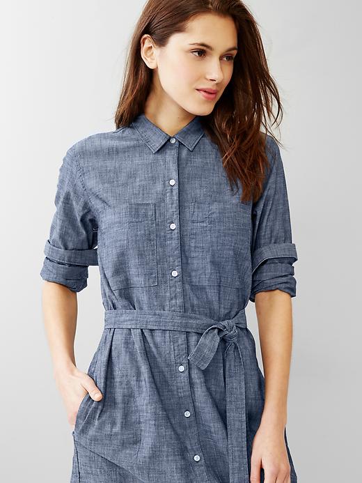 Image number 3 showing, Chambray belted shirtdress