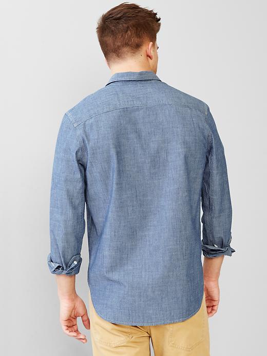 Image number 2 showing, Chambray iconic worker shirt