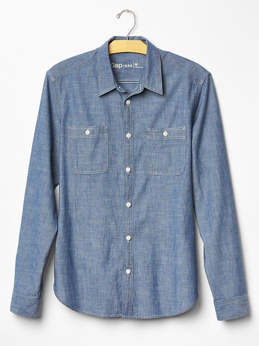 Image number 4 showing, Chambray iconic worker shirt
