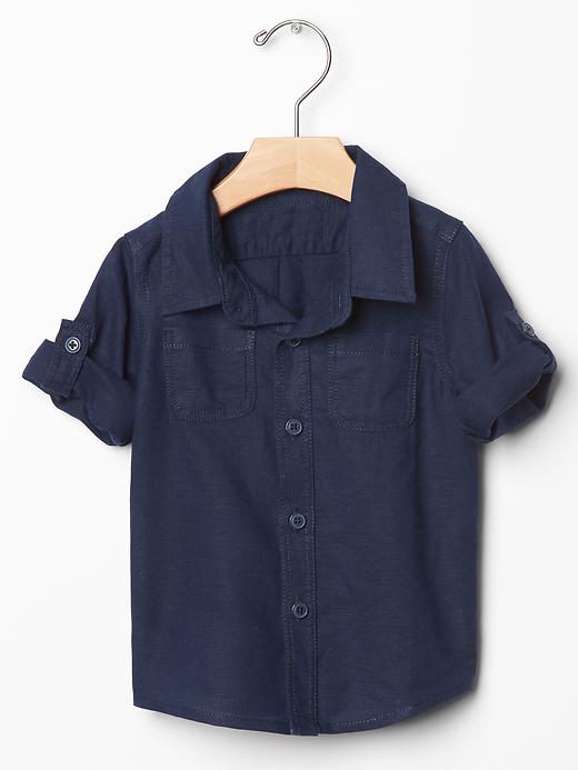Image number 1 showing, Convertible linen shirt