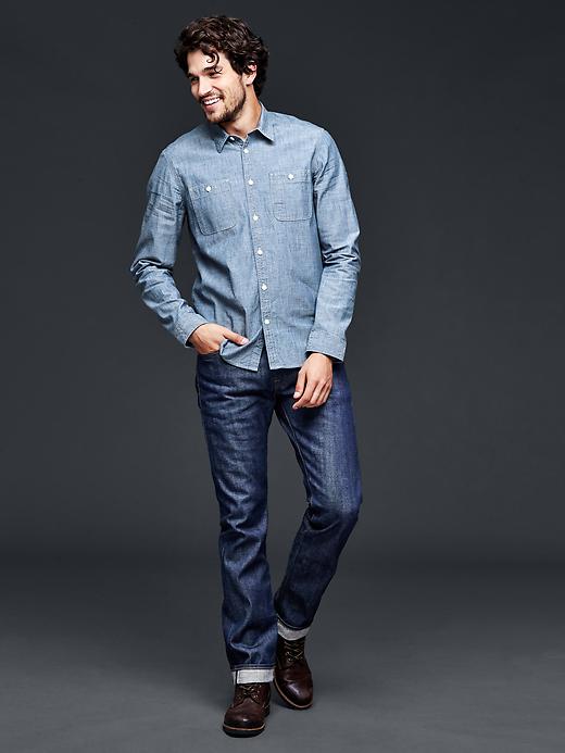 Image number 3 showing, Chambray iconic worker shirt