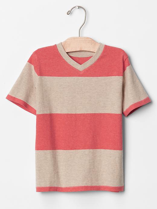 View large product image 1 of 1. Heathered stripe V-neck tee