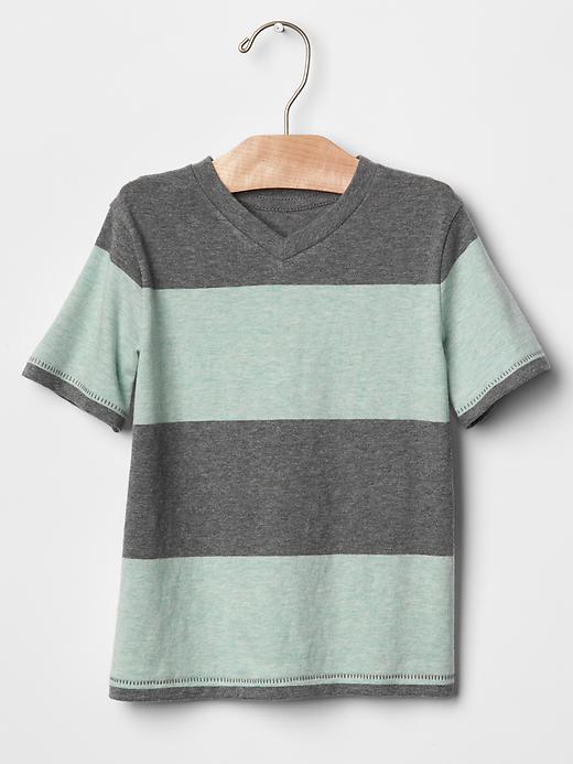 View large product image 1 of 1. Heathered stripe V-neck tee