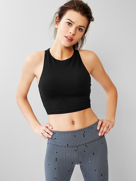 View large product image 1 of 1. GapFit double-back crop top with shelf bra