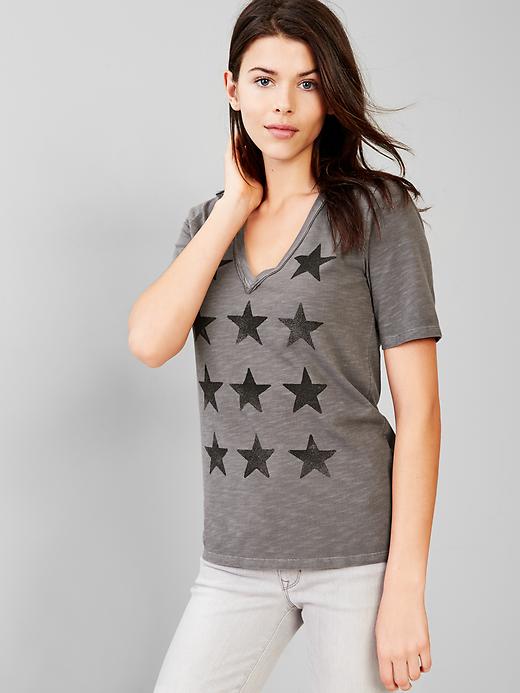 View large product image 1 of 1. Star V-neck tee