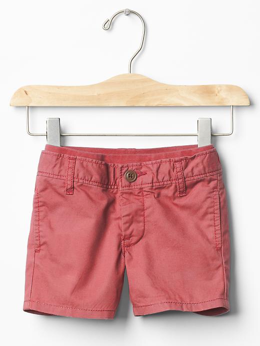View large product image 1 of 1. Pull-on khaki shorts