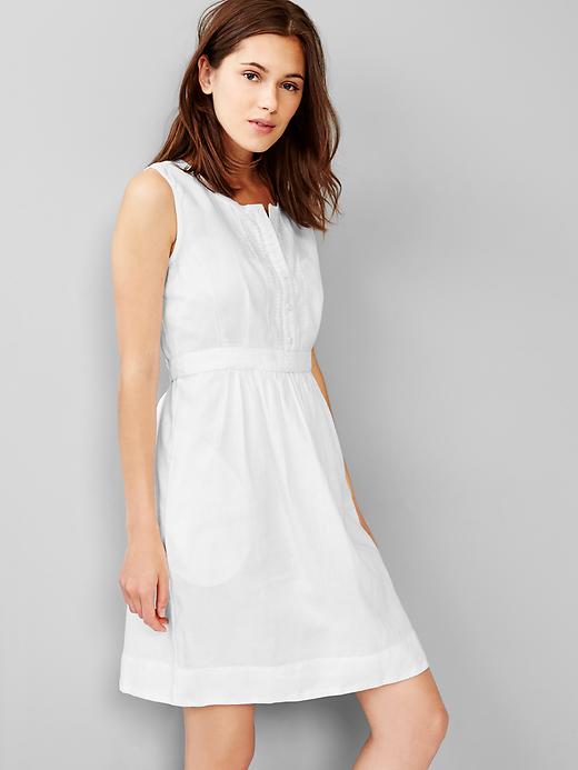 View large product image 1 of 1. Ramie embroidered shirtdress